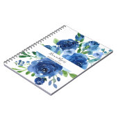 Waterverf Modern Floral Navy Blue Business Notitieboek (Linkerzijde)