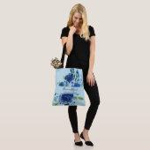 Waterverf Modern Floral Navy Blue Business Tote Bag (Op model)