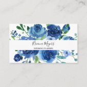 Waterverf modern Floral Navy Blue Script Visitekaartje (Voorkant)
