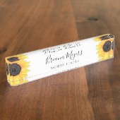 Waterverf Modern Floral Sunflower Business Naambordje (Zijkant)