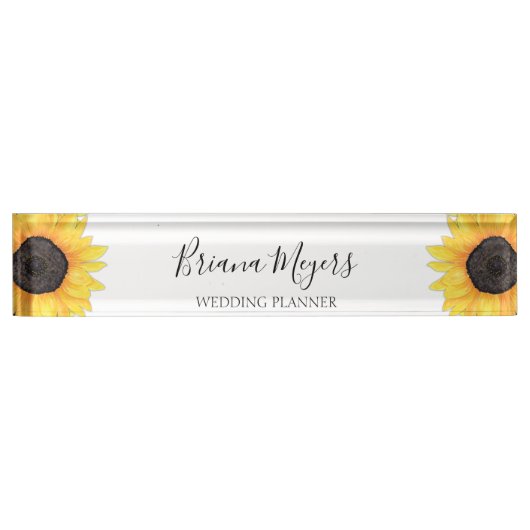 Waterverf Modern Floral Sunflower Business Naambordje (Voorkant)