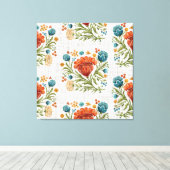 Waterverf Modern Flower Motif Aardse Whimsical Canvas Afdruk (Insitu (Houten vloer))