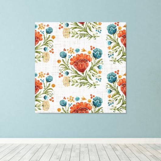 Waterverf Modern Flower Motif Aardse Whimsical Canvas Afdruk (Insitu (Houten vloer))