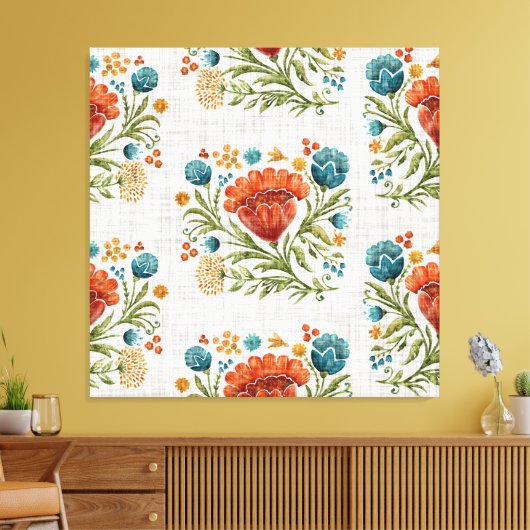 Waterverf Modern Flower Motif Aardse Whimsical Canvas Afdruk (Insitu (Woonkamer))