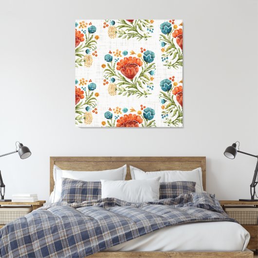 Waterverf Modern Flower Motif Aardse Whimsical Canvas Afdruk (Insitu (Slaapkamer))