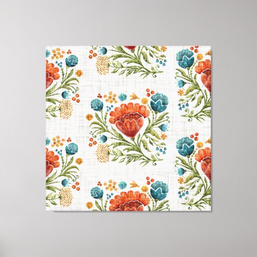 Waterverf Modern Flower Motif Aardse Whimsical Canvas Afdruk (Voorkant)