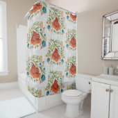 Waterverf Modern Flower Motif Aardse Whimsical Douchegordijn (In situ)