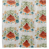 Waterverf Modern Flower Motif Aardse Whimsical Douchegordijn (Voorkant)