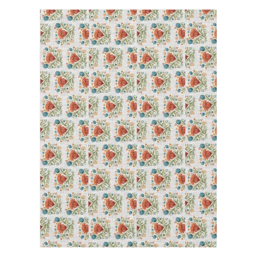 Waterverf Modern Flower Motif Aardse Whimsical Tafelkleed (Voorkant)