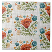 Waterverf Modern Flower Motif Aardse Whimsical Tegeltje (Voorkant)