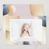 Waterverf Modern Foto geboorte Aankondiging (Voorkant / Achterkant)