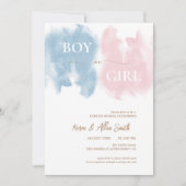 Waterverf Modern Gender Reveal Kaart (Voorkant)