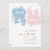 Waterverf Modern Gender Reveal Kaart (Voorkant / Achterkant)