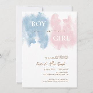 Waterverf Modern Gender Reveal Kaart