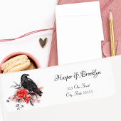 Waterverf Modern Gothic Black Raven Red Rose Etiket