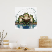 Waterverf Modern Green Frogs Leesboek Poster (Keuken)