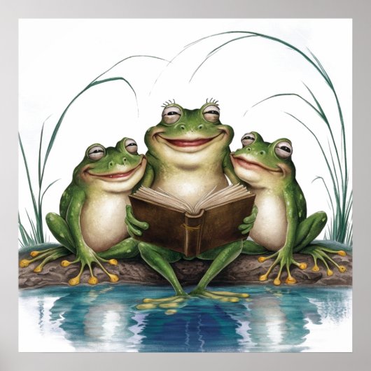 Waterverf Modern Green Frogs Leesboek Poster (Voorkant)
