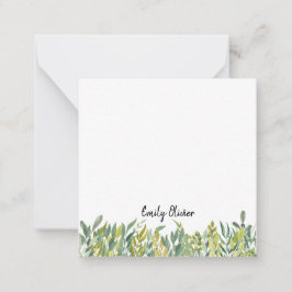 Waterverf Modern Greenery - Aangepaste naam Notitiekaartje