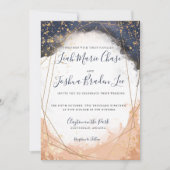 Waterverf Modern Indigo Blue en Roos Faux Gold Kaart (Voorkant)