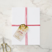 Waterverf Modern Kerstmis, Goud & Burgundy Cadeaulabel (Met Touw)