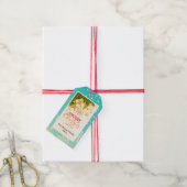 Waterverf Modern Kerstmis, Goud & Burgundy Cadeaulabel (Met Touw)