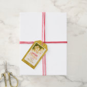 Waterverf Modern Kerstmis, Goud & Burgundy Cadeaulabel (Met Touw)
