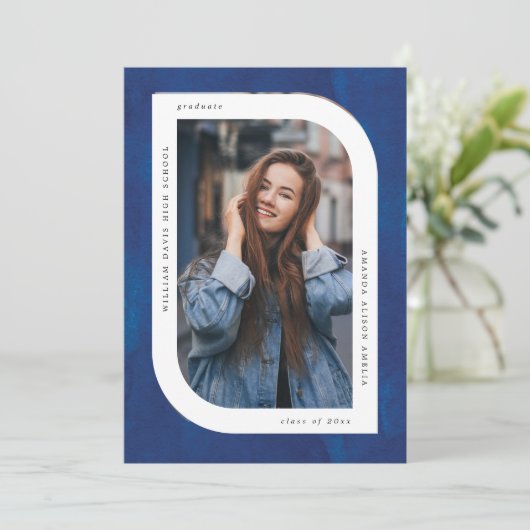 Waterverf Modern lijst Afstuderen Aankondiging (Staand voorkant)