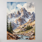 Waterverf Modern Mountains Poster (Voorkant)