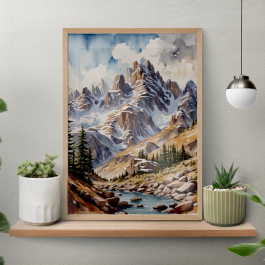 Waterverf Modern Mountains Poster