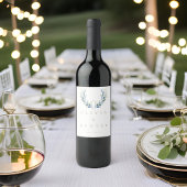 Waterverf Modern Olive Branch Bruiloft Wijn Etiket