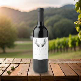 Waterverf Modern Olive Branch Bruiloft Wijn Etiket