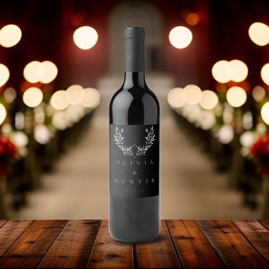 Waterverf Modern Olive Branch Bruiloft Wijn Etiket