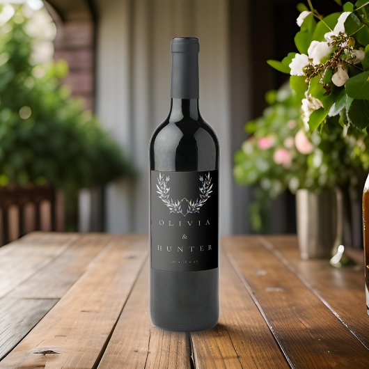 Waterverf Modern Olive Branch Bruiloft Wijn Etiket