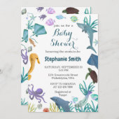 Waterverf Modern Onder het Zee Baby shower Kaart (Voorkant / Achterkant)