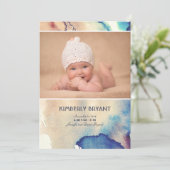 Waterverf Modern Painted Baby Geboorteaankondiging Aankondiging (Staand voorkant)