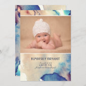 Waterverf Modern Painted Baby Geboorteaankondiging Aankondiging (Voorkant / Achterkant)