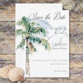 Waterverf Modern Palms & Beach Scene Save The Date