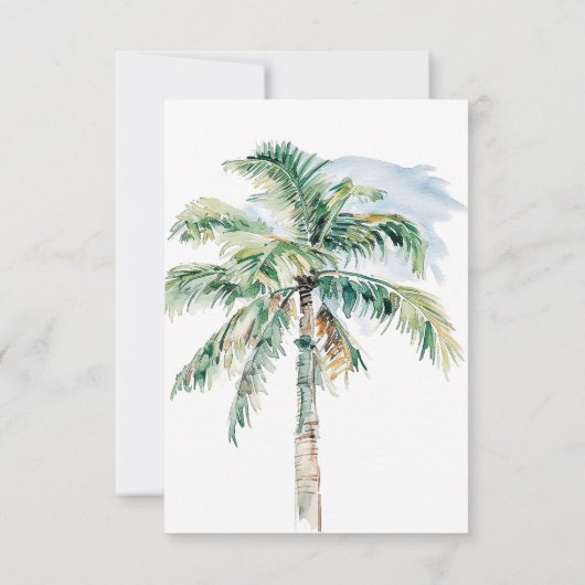 Waterverf Modern Palms & Beach Scene Save The Date (Achterkant)