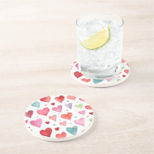 Waterverf Modern Rood Roze Blauw Hartpatroon