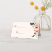 Waterverf Modern Roze Perzik Bloemige Bruiloft Fee Plaatskaartje (Voorkant)