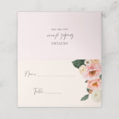 Waterverf Modern Roze Perzik Bloemige Bruiloftsdou Plaatskaartje (Buitenkant ongevouwen)