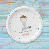Waterverf Modern Rustic Cute Ice Cream Sundae Papieren Bordje