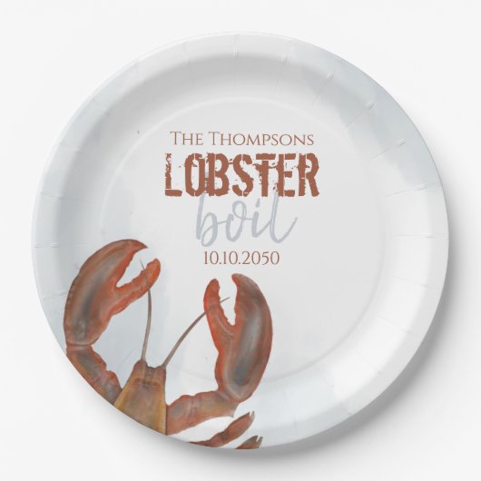 Waterverf Modern Rustic Elegant Lobster Papieren Bordje (Voorkant)