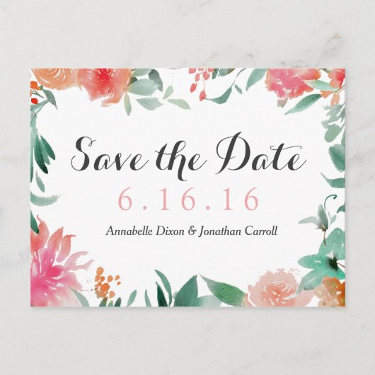 Waterverf Modern Save the Date Briefkaart (Voorkant)