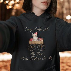 Waterverf Modern Script Red Cat Funny Christmas Hoodie