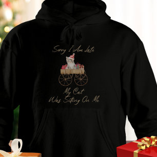 Waterverf Modern Script Red Cat Funny Christmas Hoodie