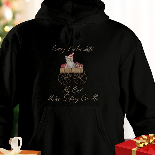 Waterverf Modern Script Red Cat Funny Christmas Hoodie