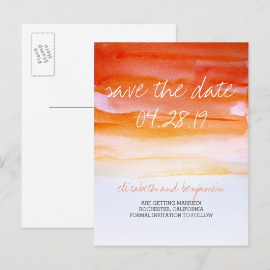 Waterverf Modern Sla de datum briefkaarten (Voorkant / Achterkant)