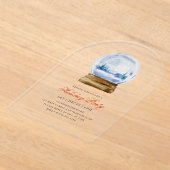 Waterverf Modern Sneeuwfeest Wereldbol Acryl Uitnodigingen (Laagn)