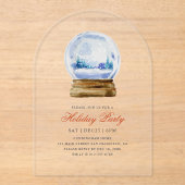 Waterverf Modern Sneeuwfeest Wereldbol Acryl Uitnodigingen (Voorkant)